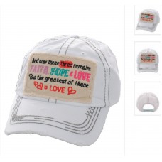 Faith Hope Love Mujer Hombre Baseball Cap Western White Factory Distressed Hat  eb-25366663